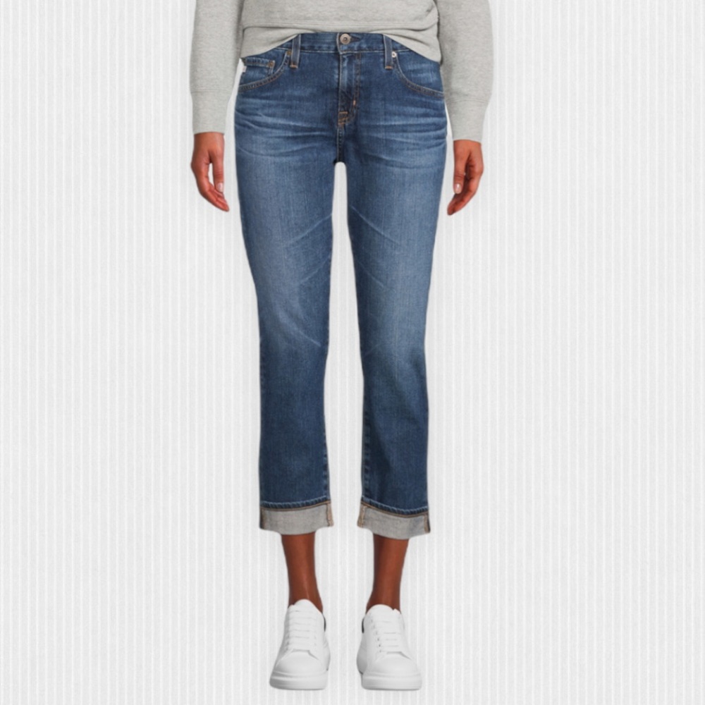 AG Ex-Boyfriend Crop Distressed Dark Wash Jean 26